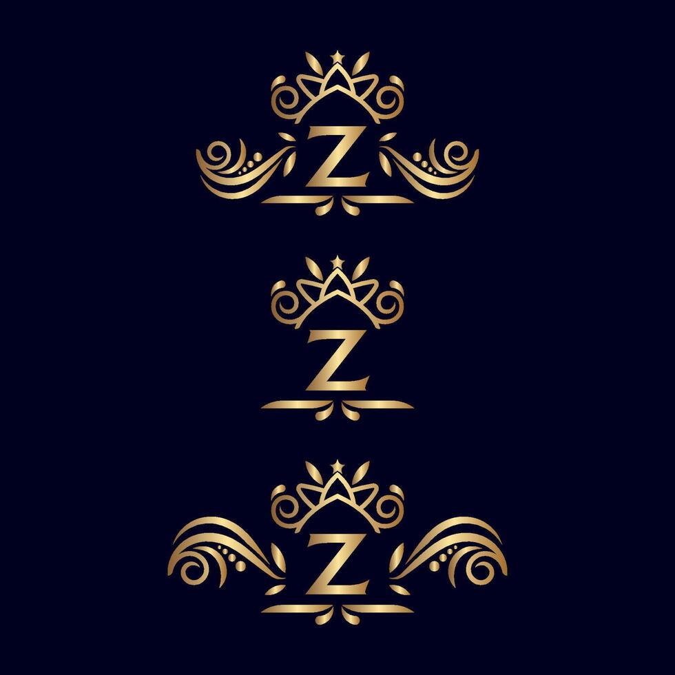 logotipo adornado de lujo real letra z vector