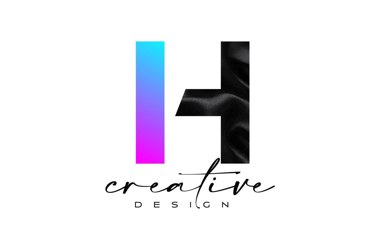 Black Silk Letter H Logo Design with Textile Material Texture and Creative Design Vector