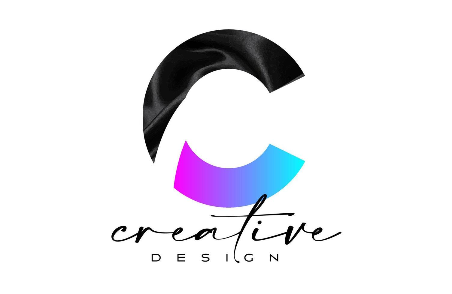 Black Silk Letter C Logo Design with Textile Material Texture and Creative Design Vector