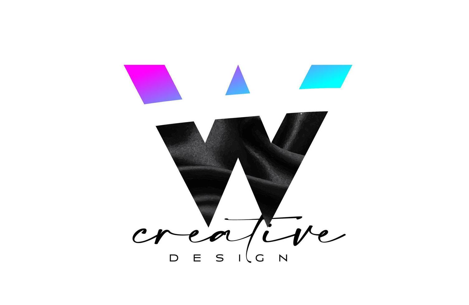 Black Silk Letter W Logo Design with Textile Material Texture and Creative Design Vector