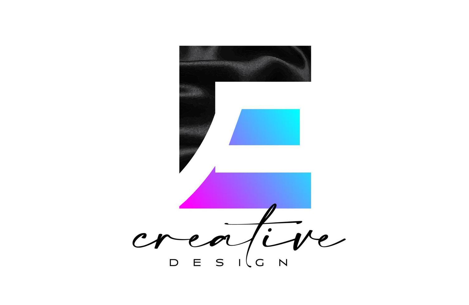 Black Silk Letter E Logo Design with Textile Material Texture and Creative Design Vector