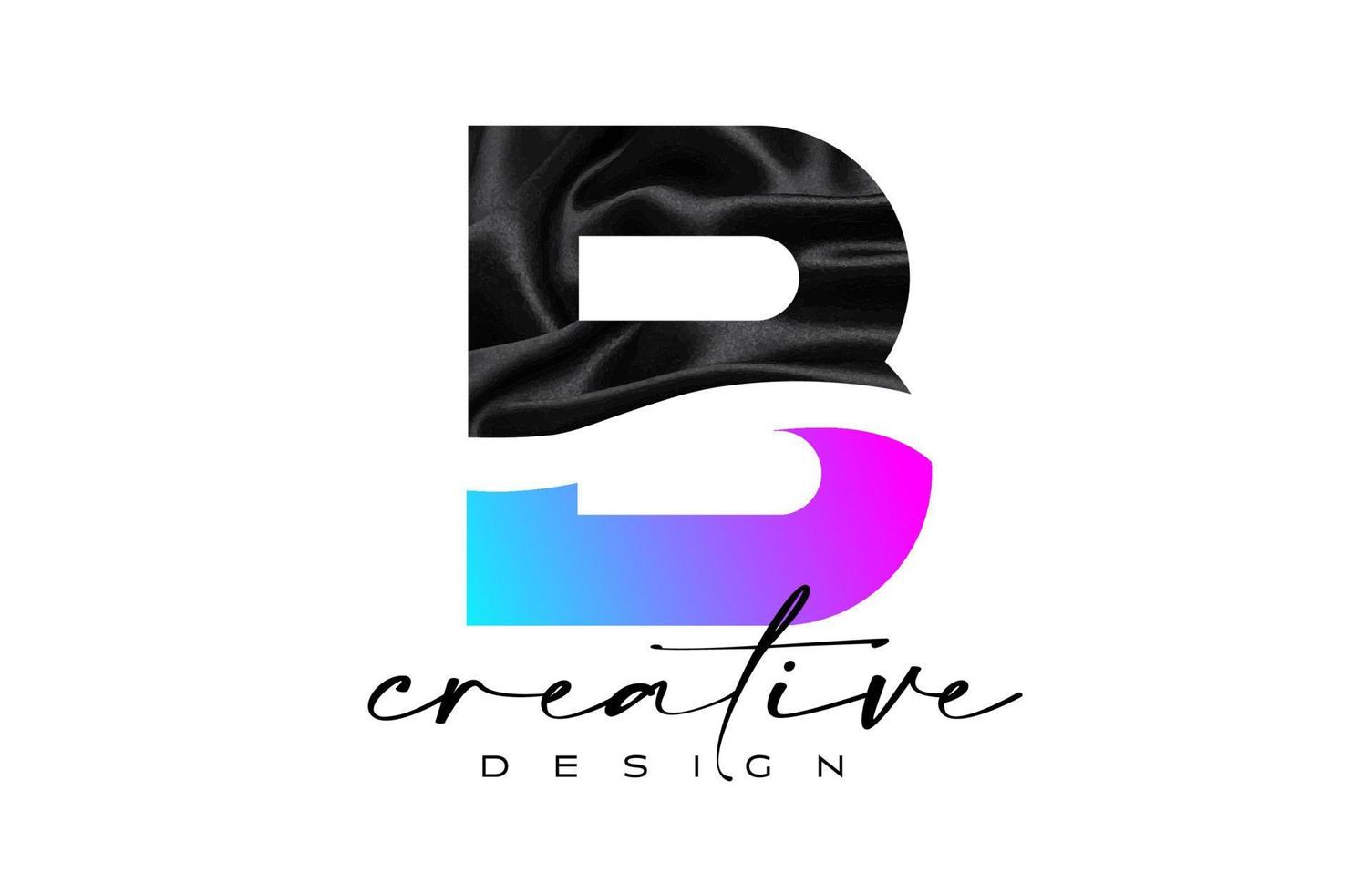 Black Silk Letter B Logo Design with Textile Material Texture and Creative Design Vector