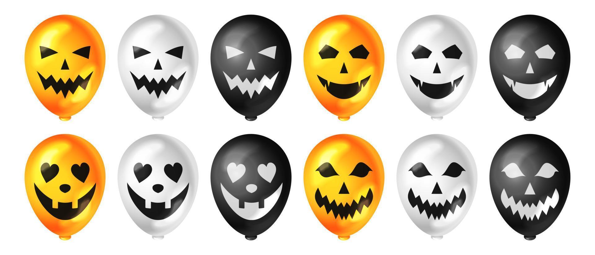 Ballon halloween with scary expression in yellow, white, and black color, for your happy halloween design vector