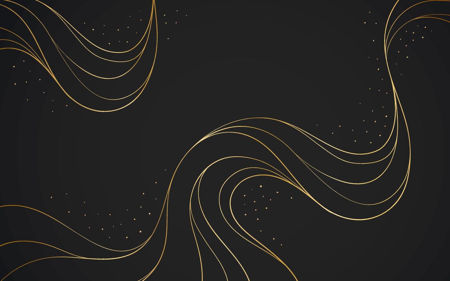 Elegant black background with abstract golden lines vector