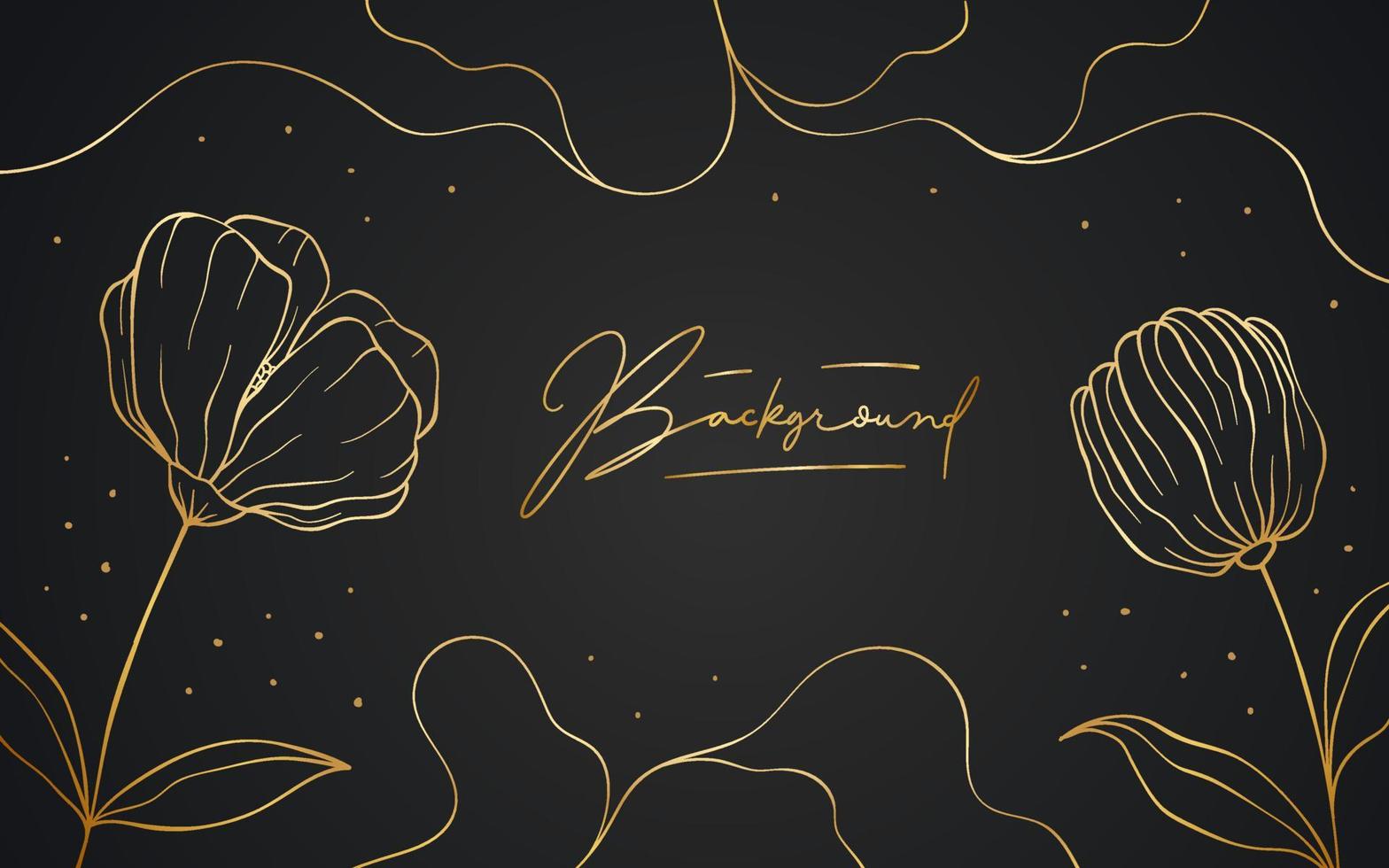 Hand drawn golden lines on elegant floral frame background vector