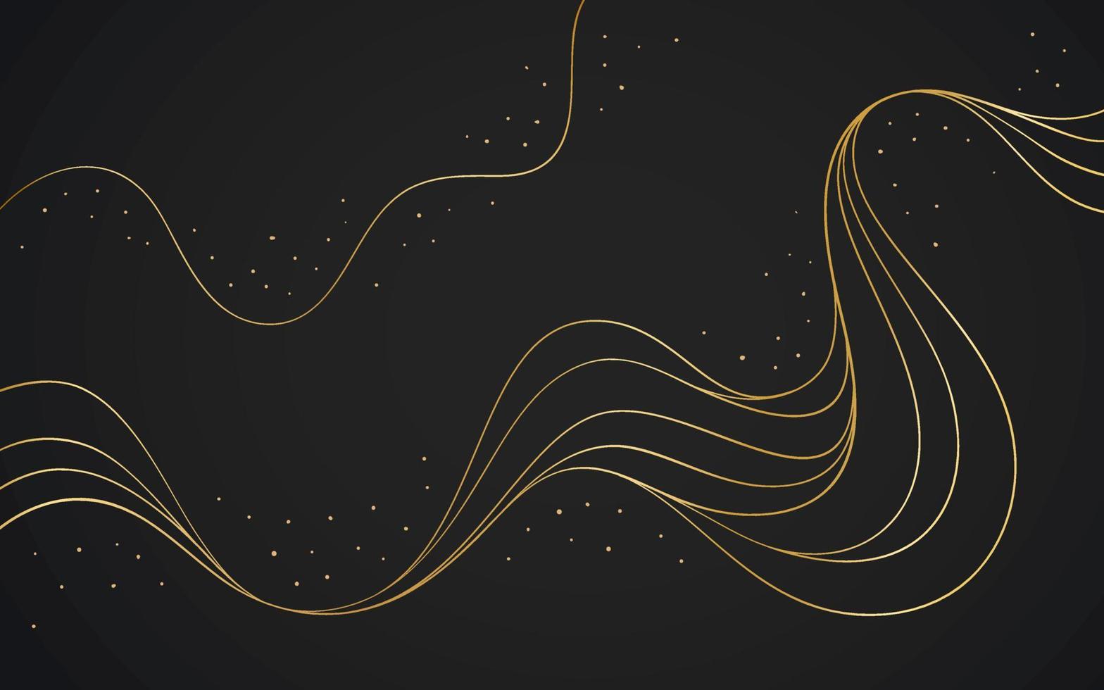 Elegant black background with abstract golden lines vector