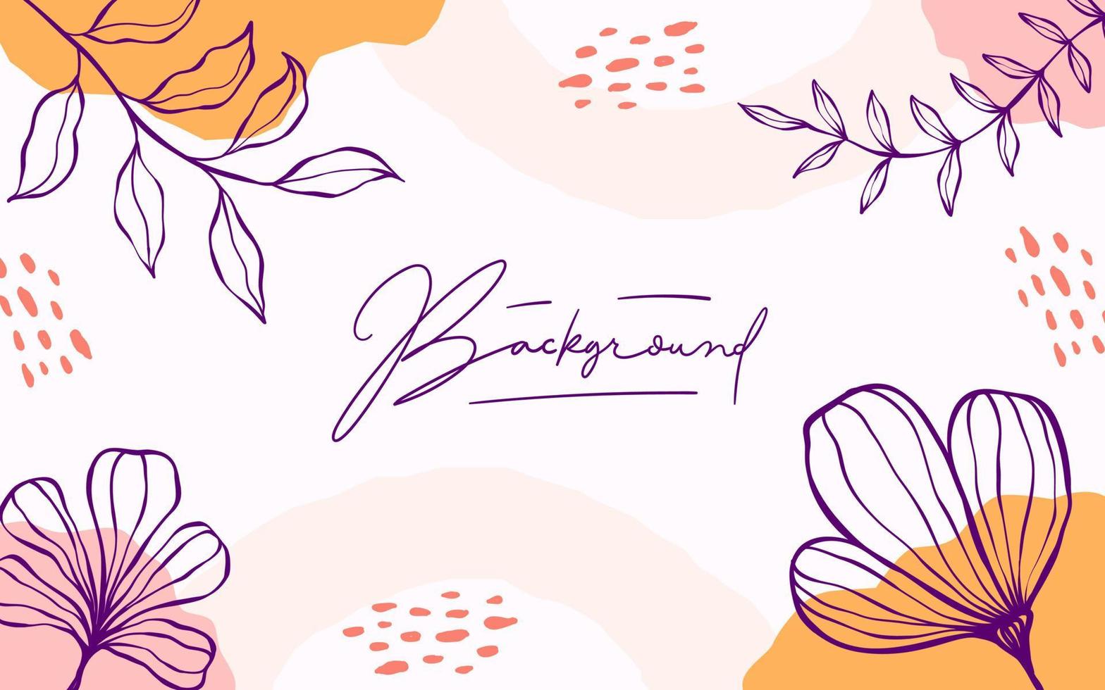 Beautiful hand drawn linear abstract floral frame background vector