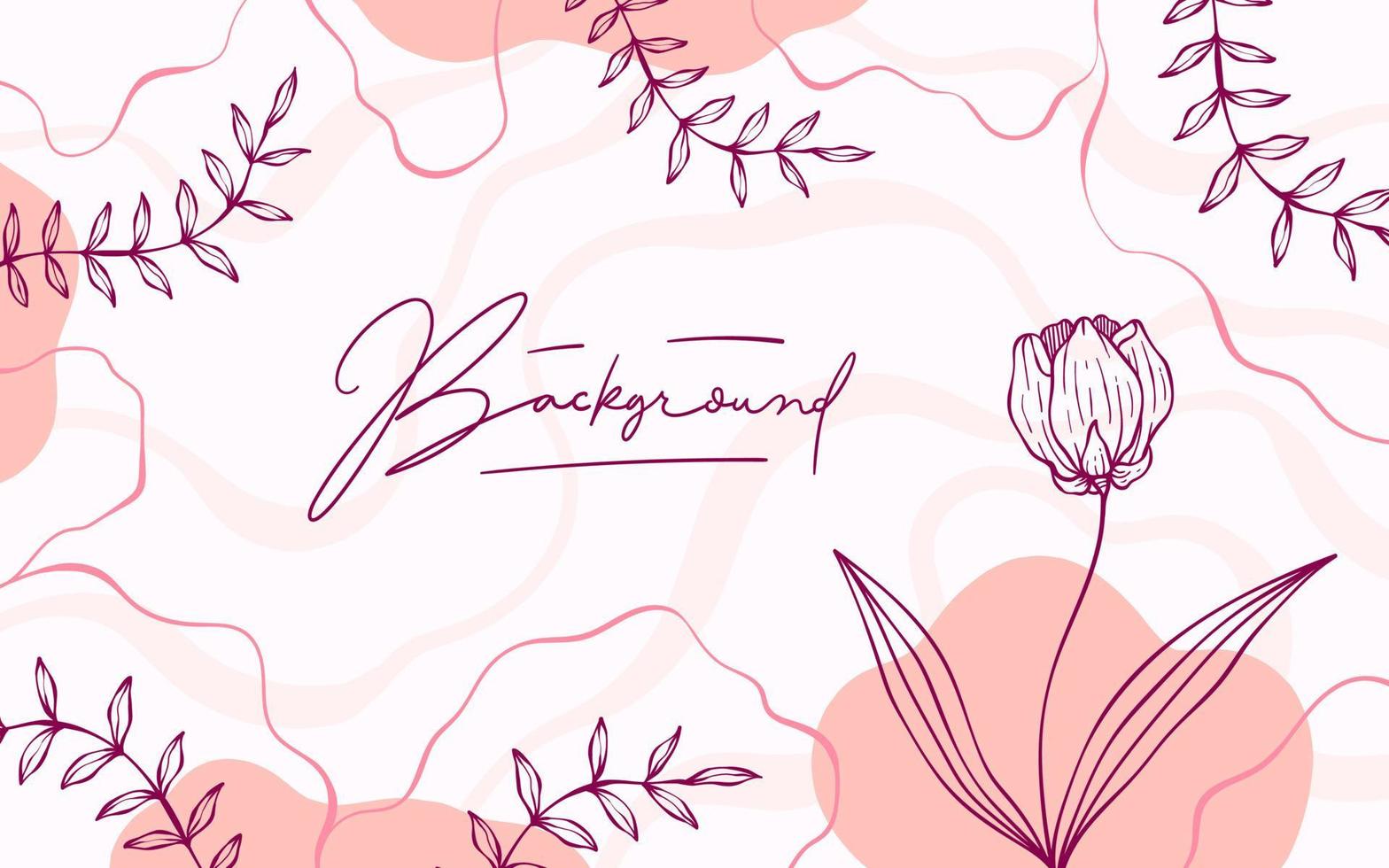 Beautiful hand drawn linear abstract floral frame background vector