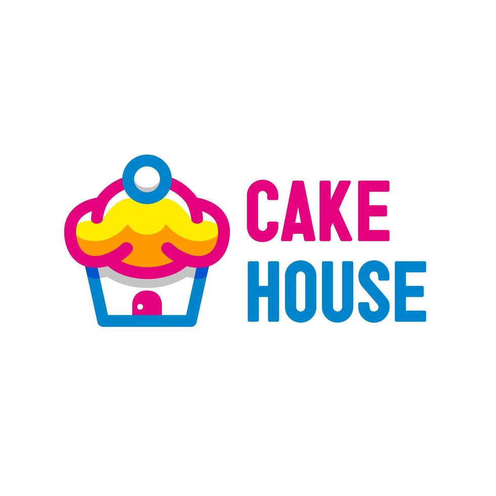 cake house logo template in flat design style vector