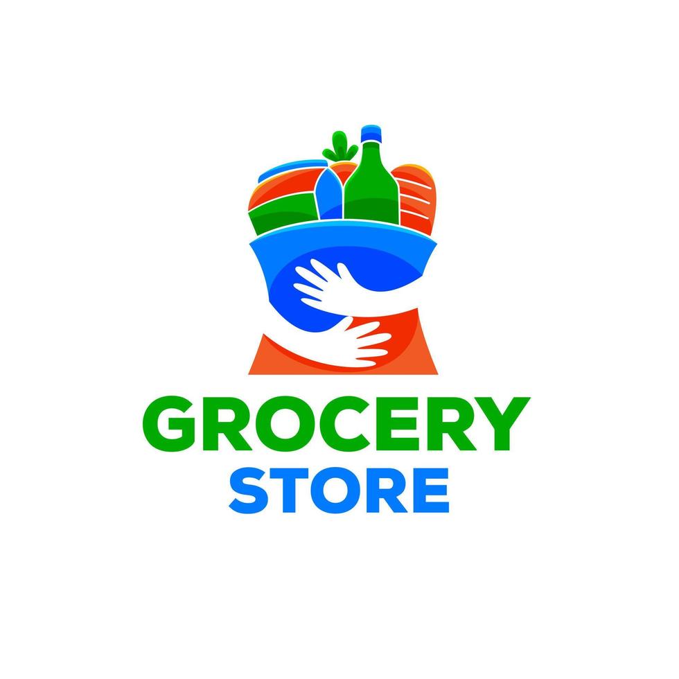 plantilla de logotipo de tienda de comestibles en estilo de diseño plano vector