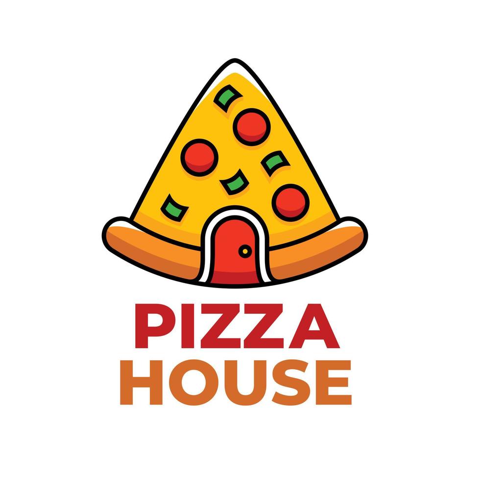 pizza house logo template in flat design style vector