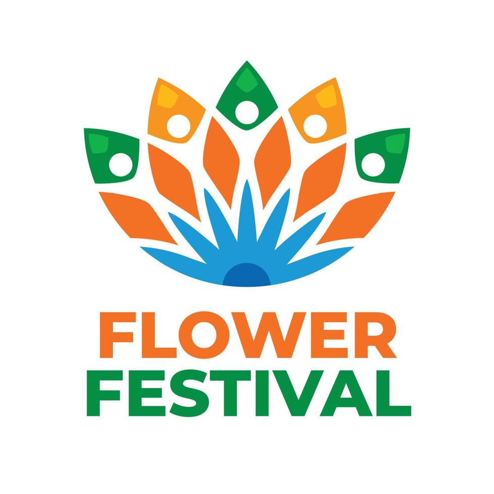 flower festival logo template in flat design style vector