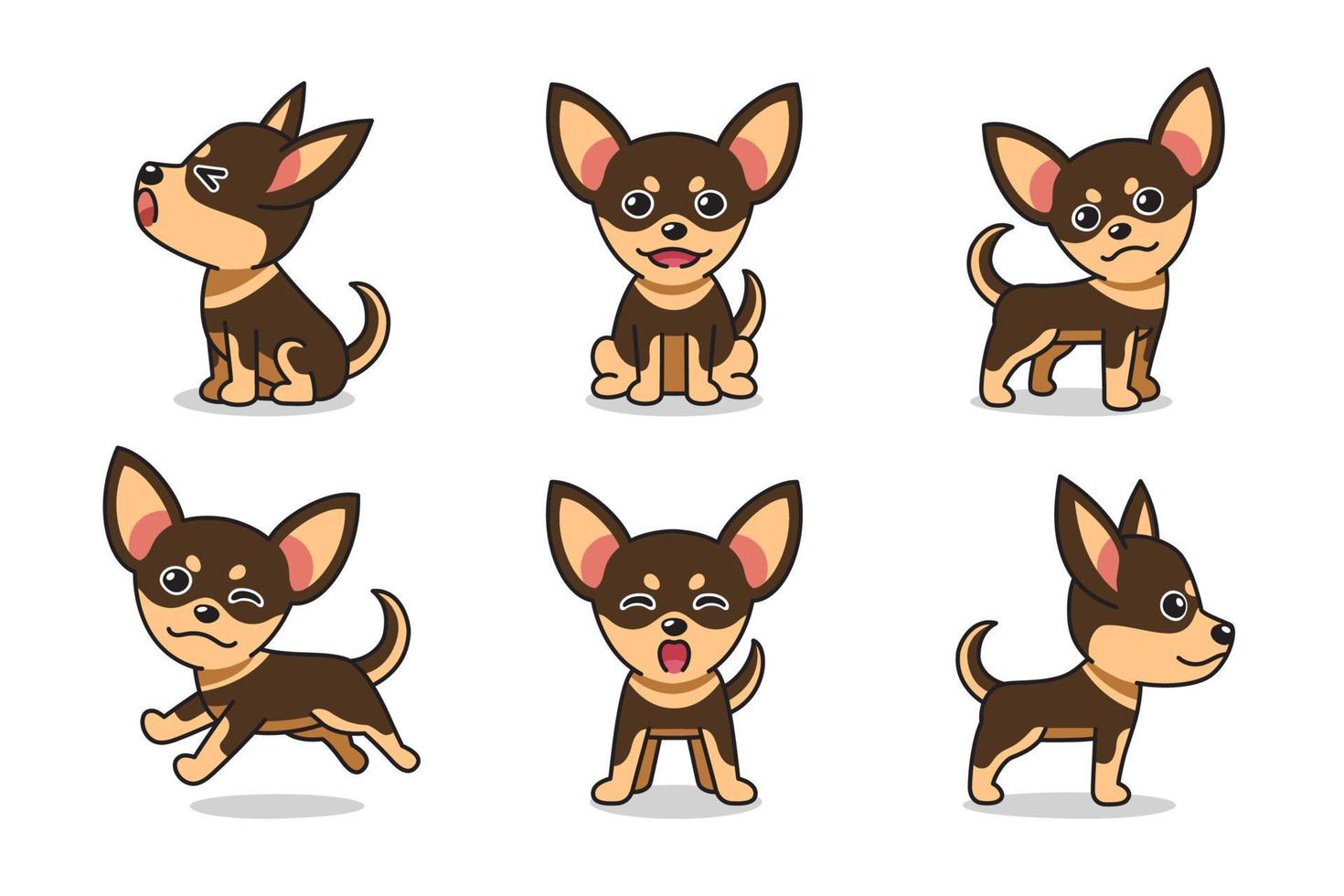 Vector cartoon set of chihuahua dog