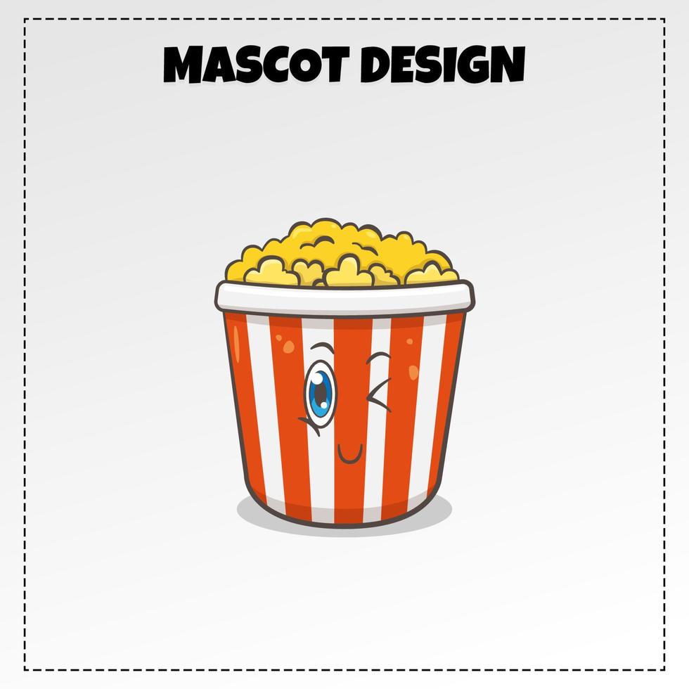 food logo popcorn mascot illustration vector design