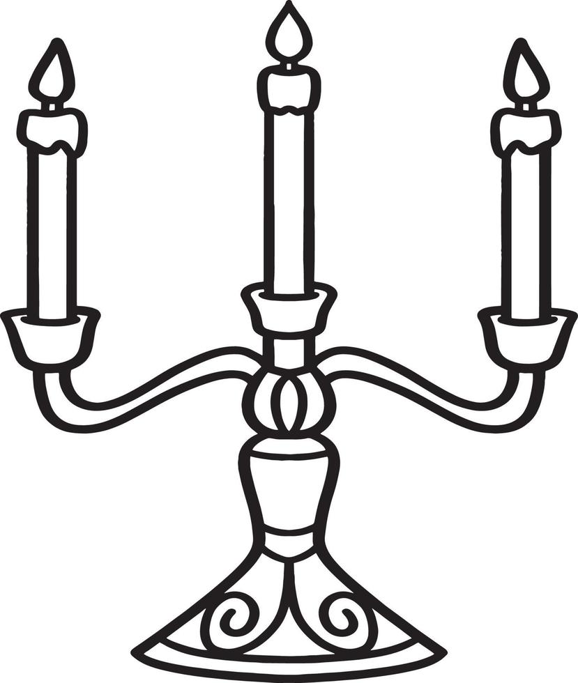 Candlestick Isolated Coloring Page for Kids vector