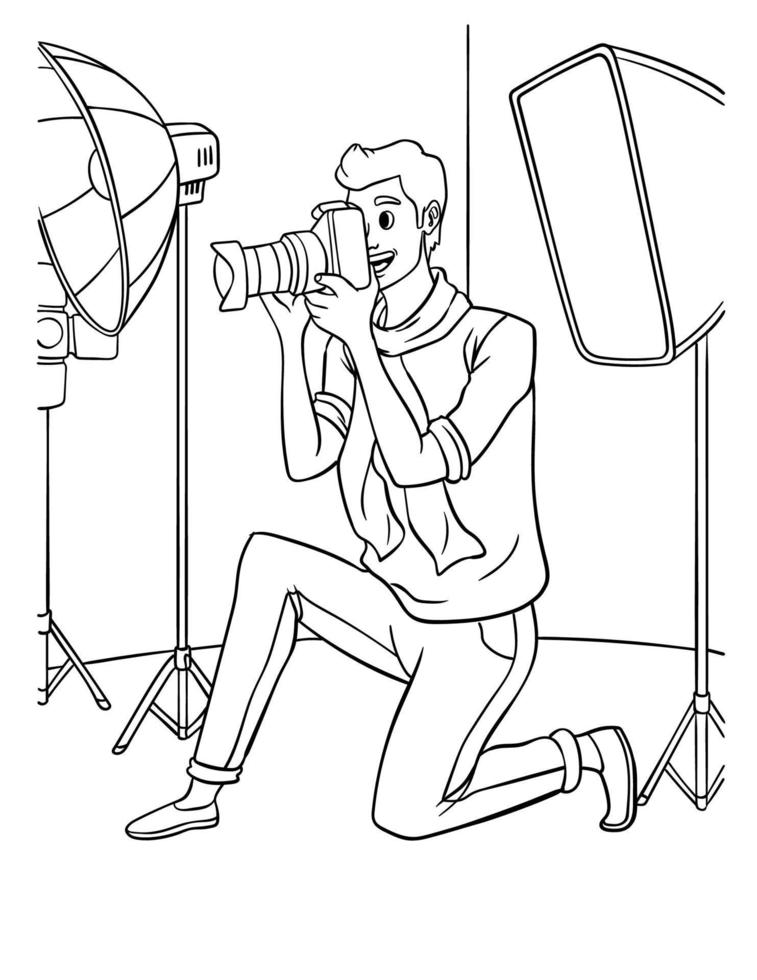 Photographer Coloring Page for Kids vector