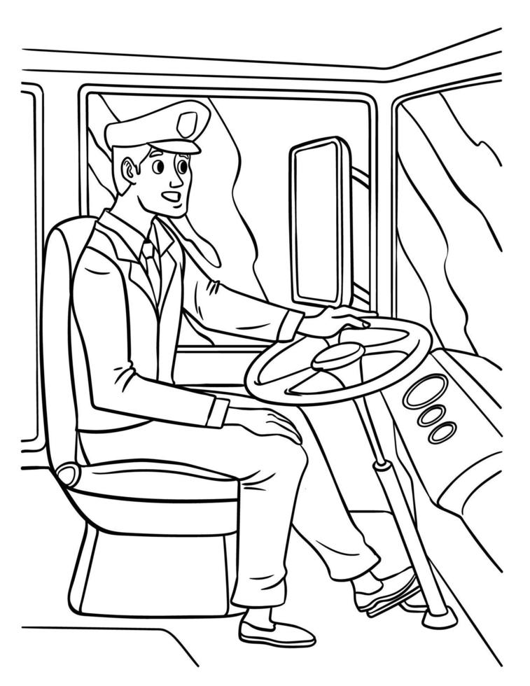 Bus Driver Coloring Page for Kids 12697797 Vector Art at Vecteezy