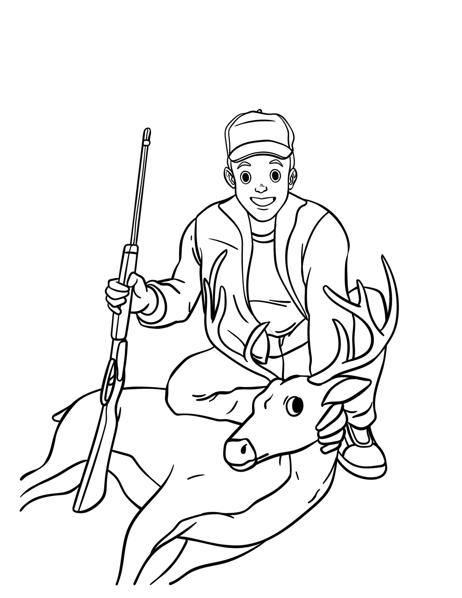 Deer Hunting Isolated Coloring Page For Kids 12697799 Vector Art At 