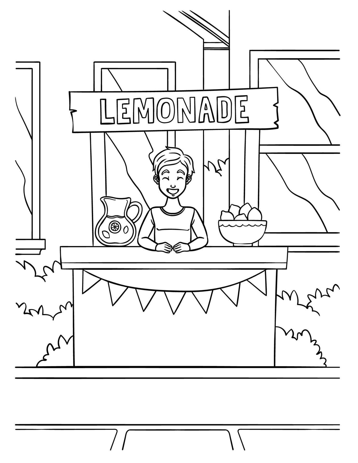 Lemonade Juice Vendor Coloring Page for Kids 12697806 Vector Art at