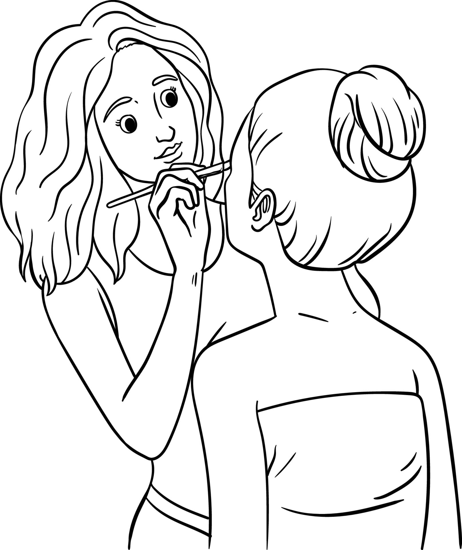 Makeup Artist Isolated Coloring Page