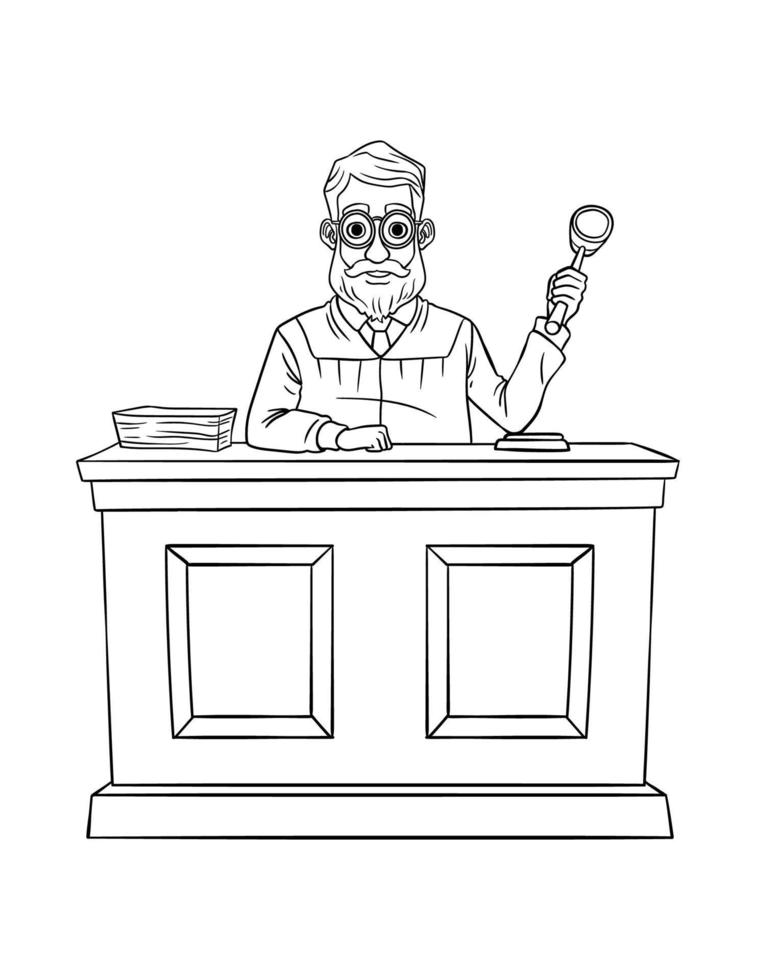 Judge Isolated Coloring Page for Kids vector