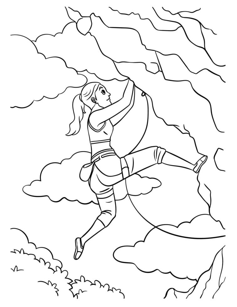 Rock Climbing Coloring Page for Kids vector