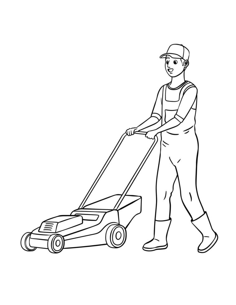 Lawn Mower Isolated Coloring Page for Kids vector