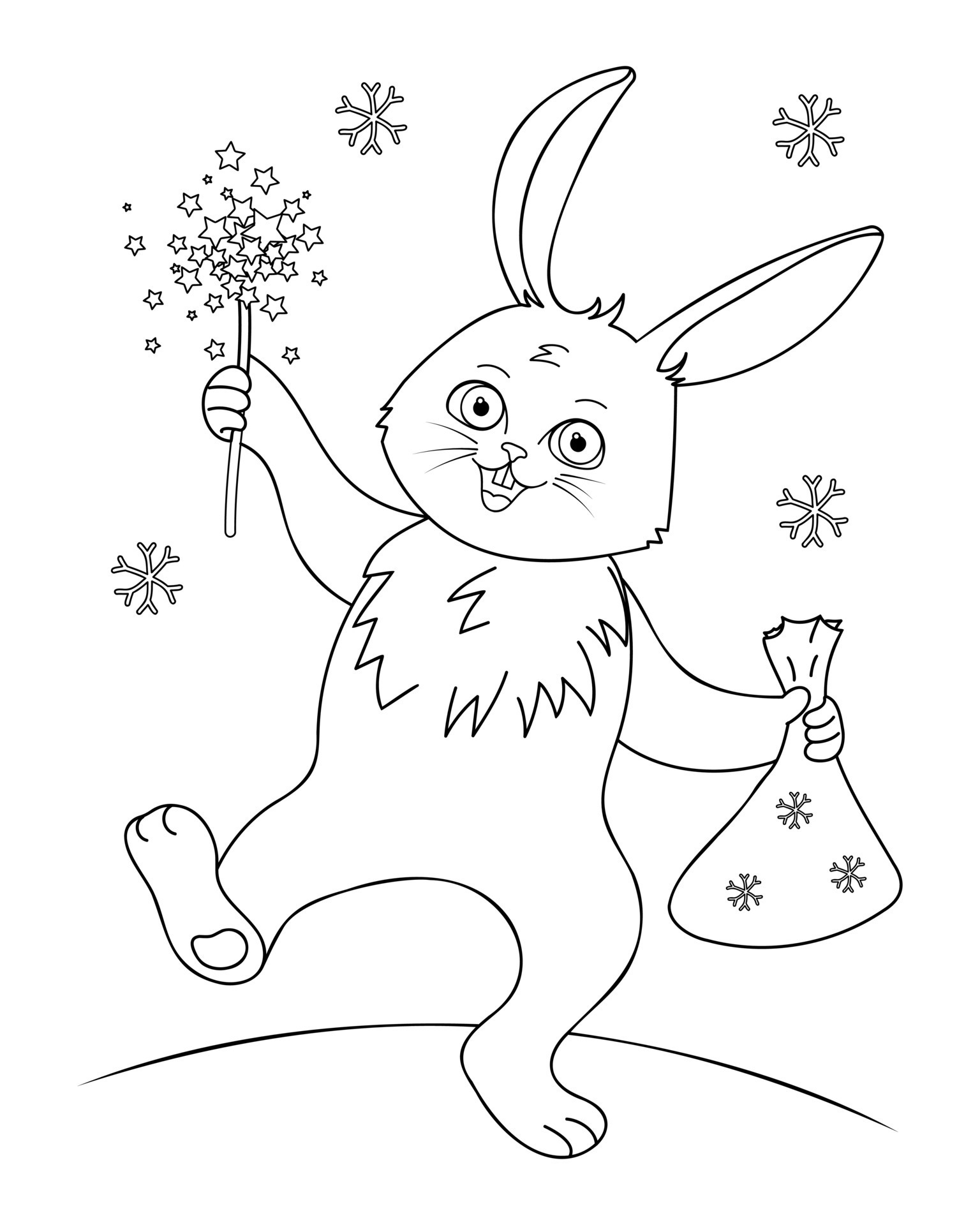 Coloring page of a cute cartoon bunny with sparklers 12697858 Vector ...