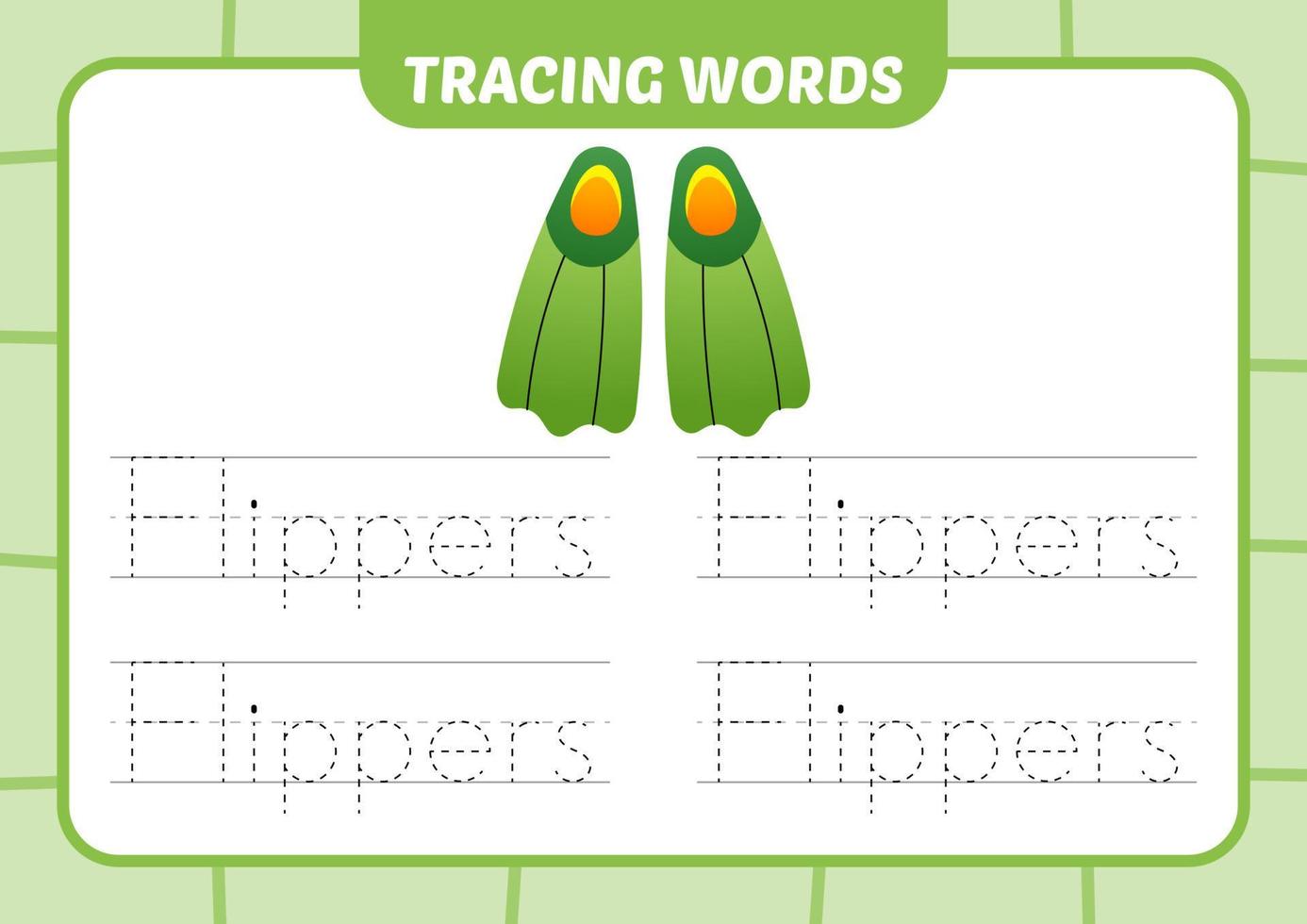 tracing words for kids, flippers vector 12697872 Vector Art at Vecteezy