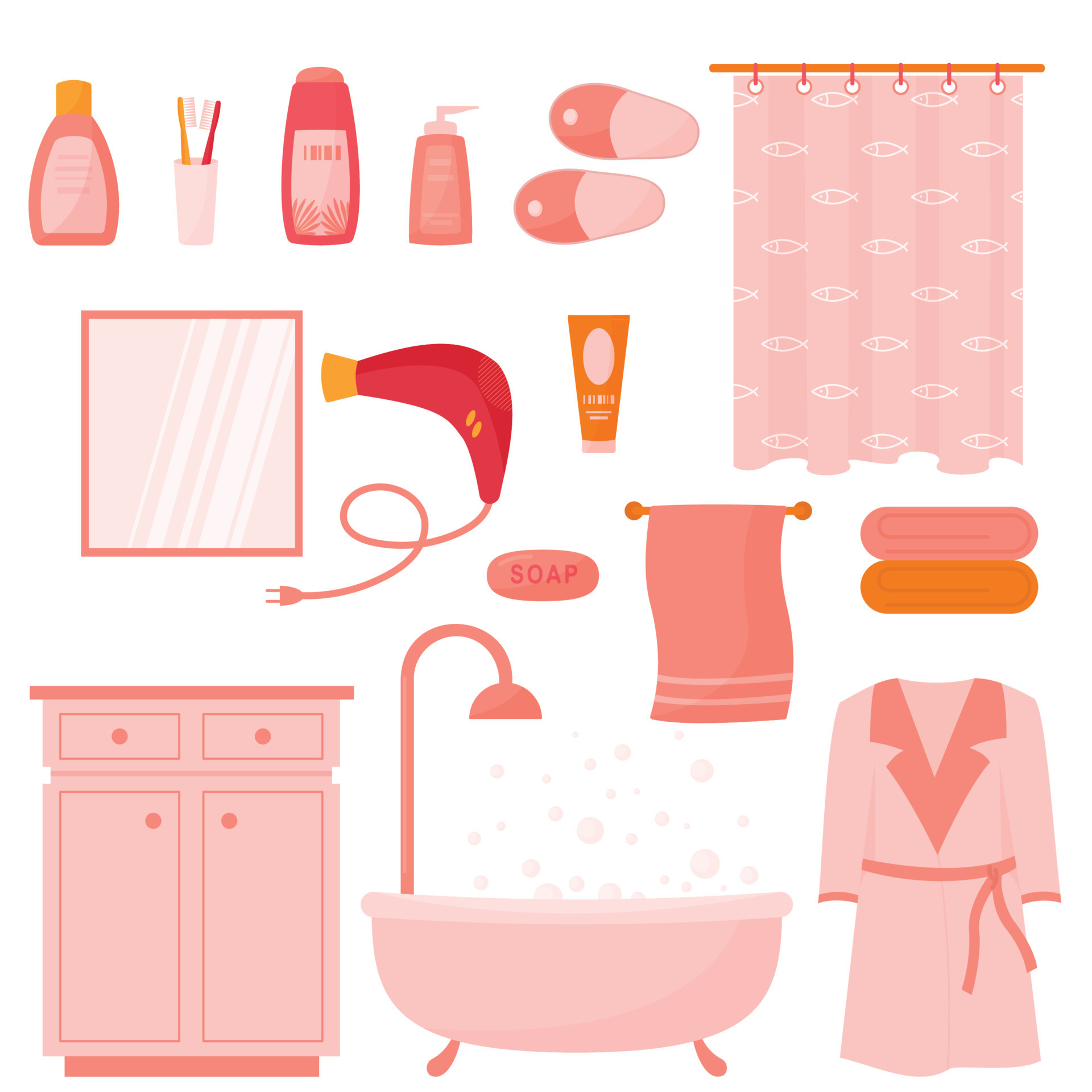 bathroom accessories set 12697895 Vector Art at Vecteezy