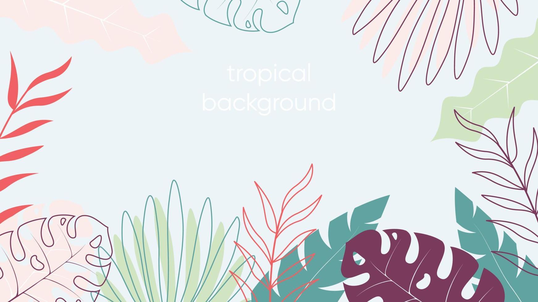 tropical leaves border vector