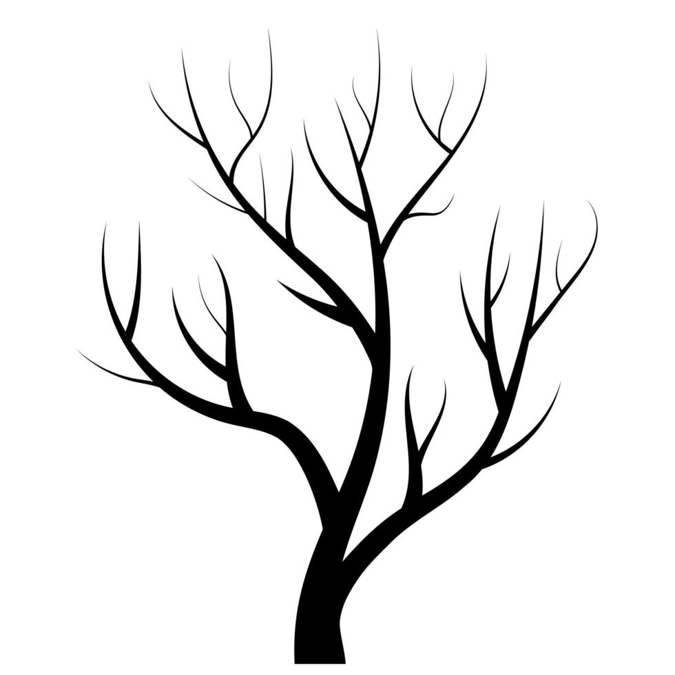 silueta de árbol seco vector
