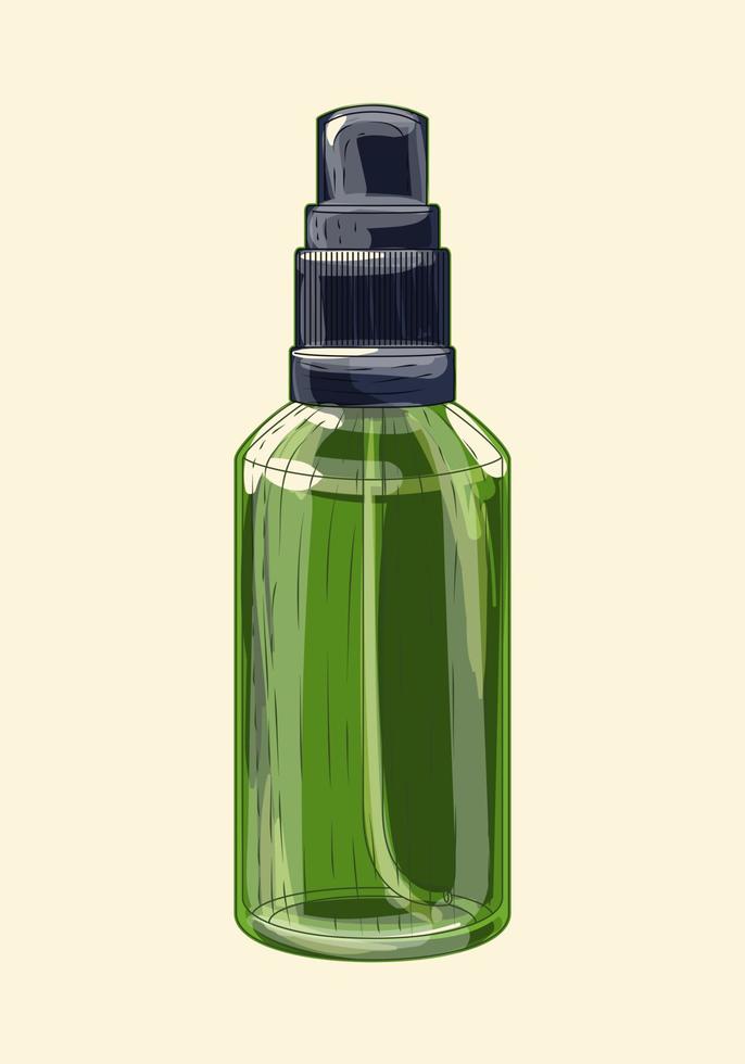 Medicinal green glass sprayer vector