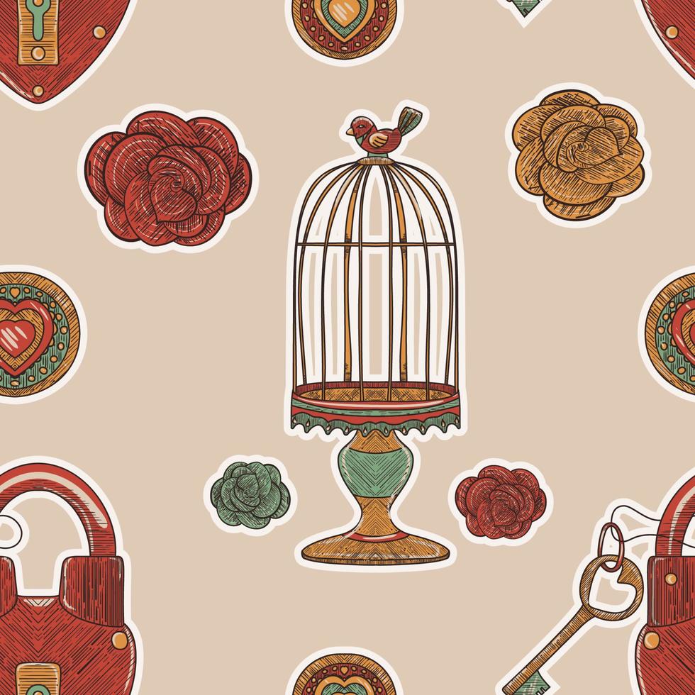 Valentine Day beige retro seamless pattern vector