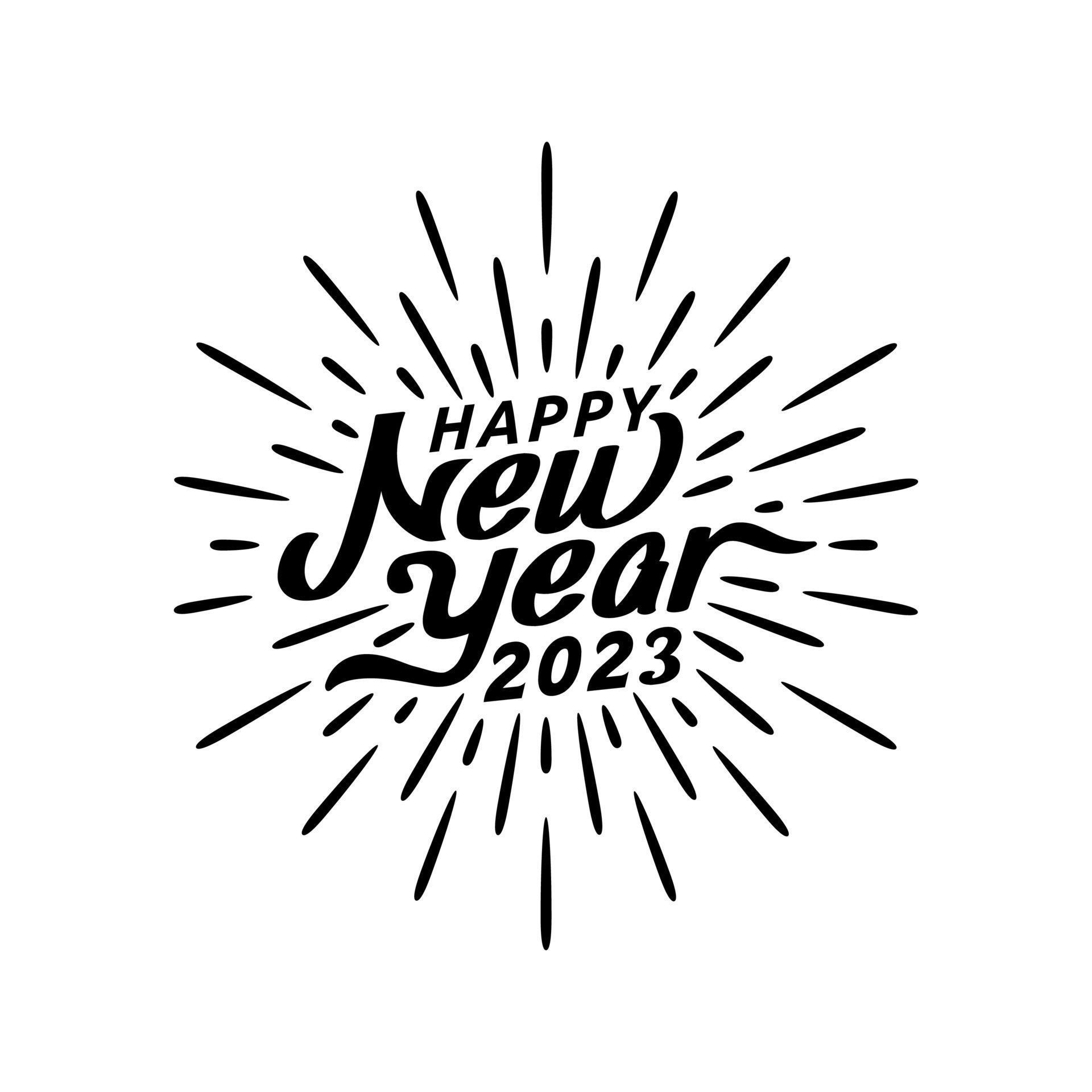 happy new year 2023 greeting in black and white 12698053 Vector Art at