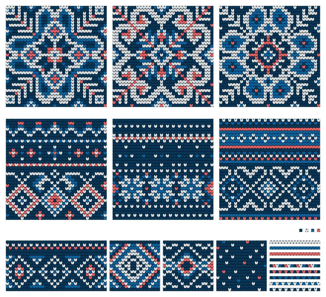 Set of Norwegian Star knitting patterns vector