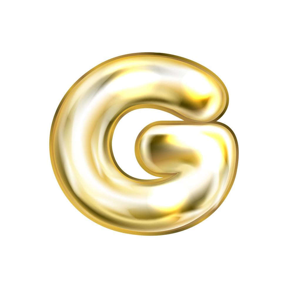 Golden foil inflated alphabet symbol, isolated letter G vector