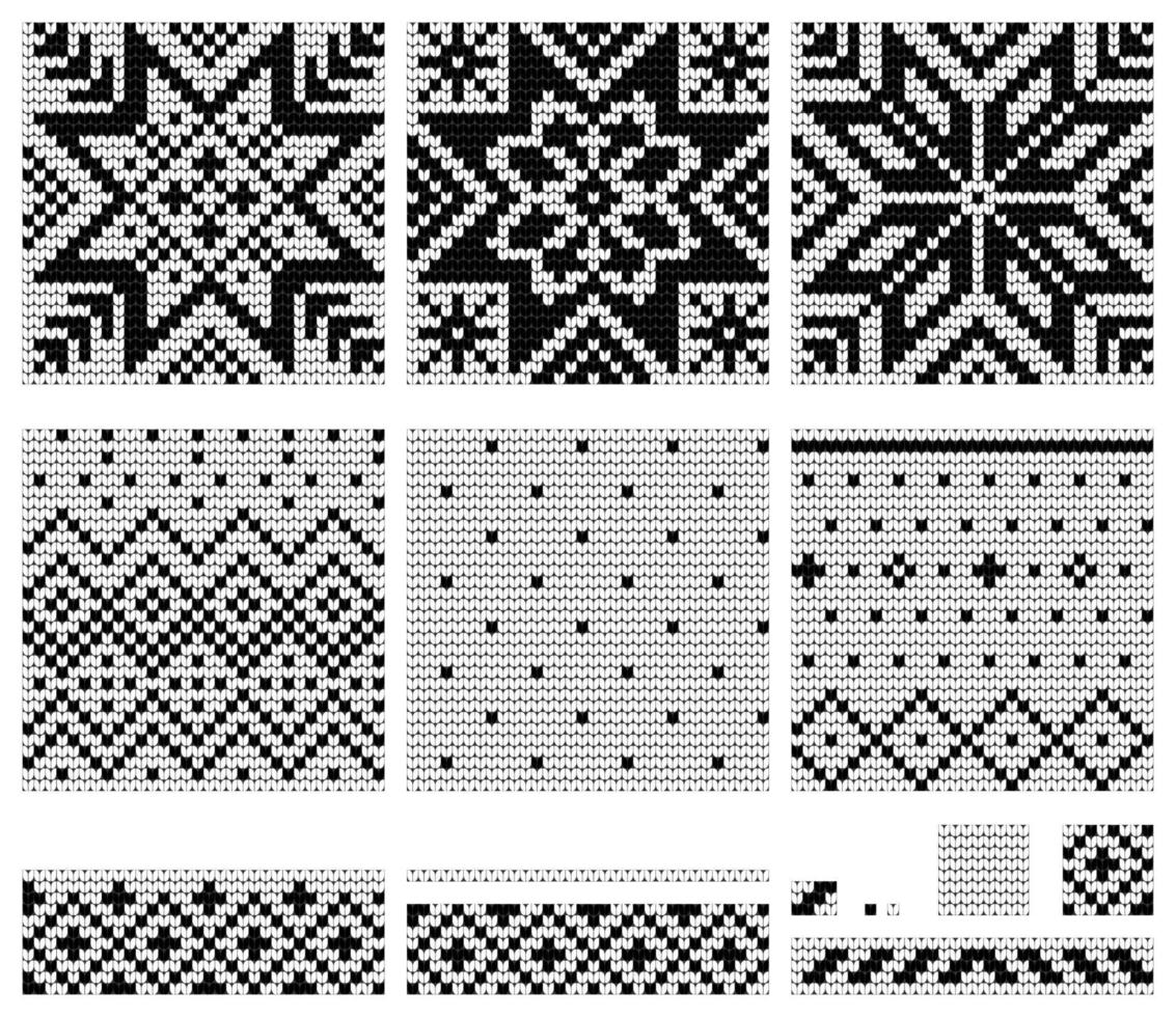 Set of Norwegian Star knitting patterns vector