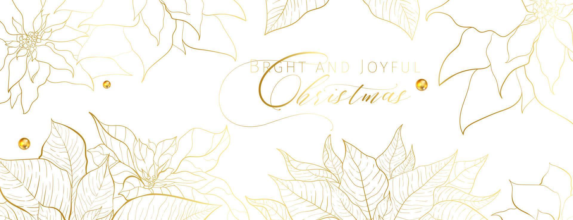 Christmas Golden Poinsettia social network white head banner vector
