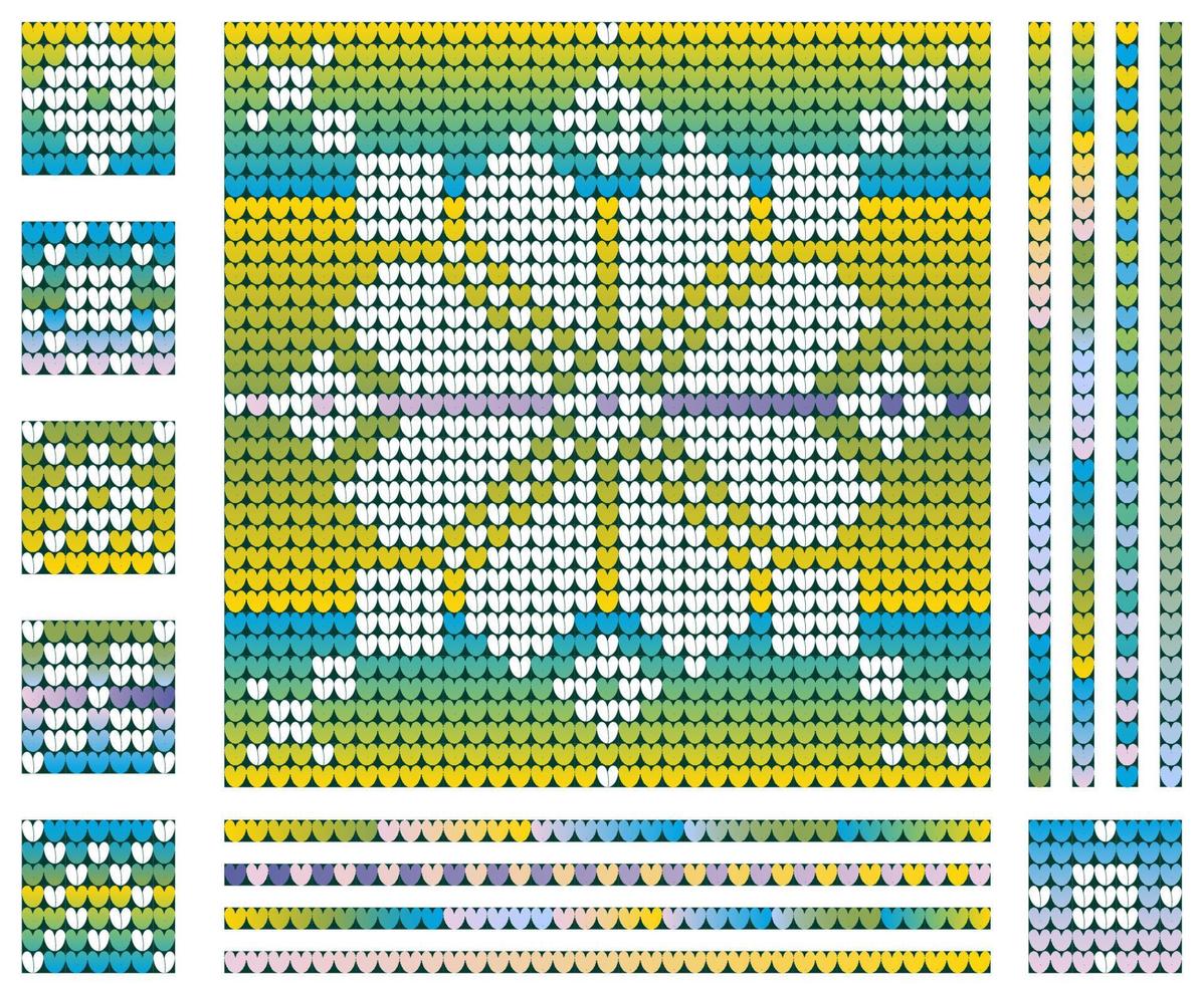 Gradient Yellow Blue Colors Christmas knitting pattern vector