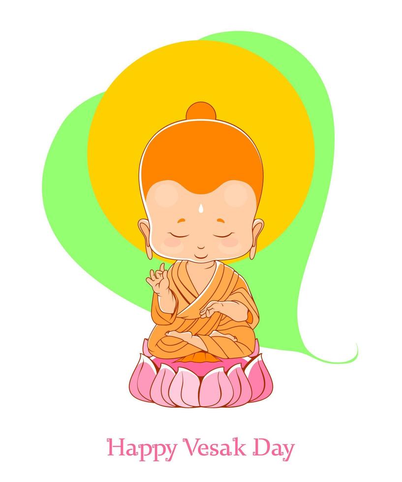 Little Buddha meditate on the lotus vector