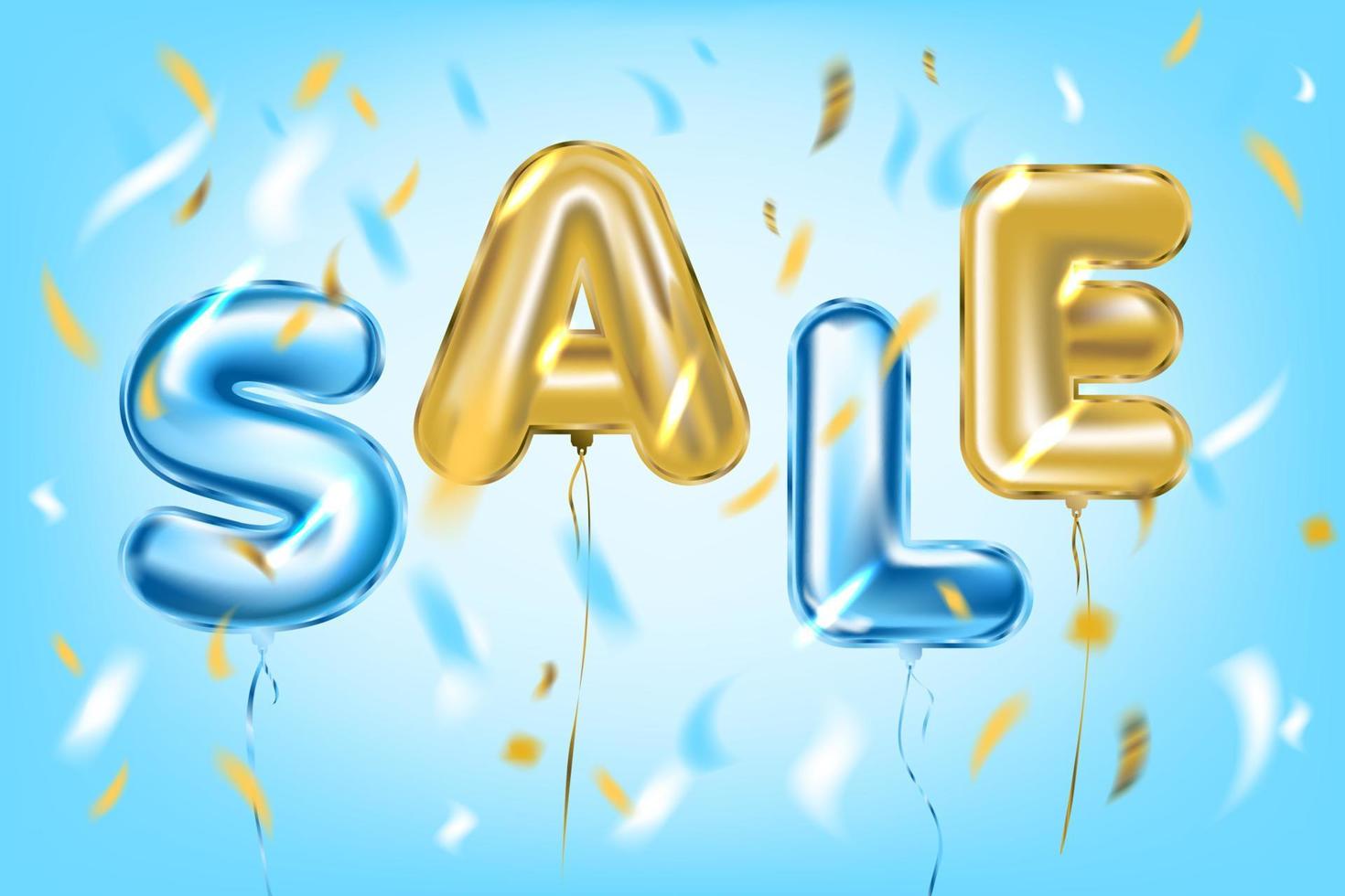 SALE POSTER by metallic foil ballons in air vector