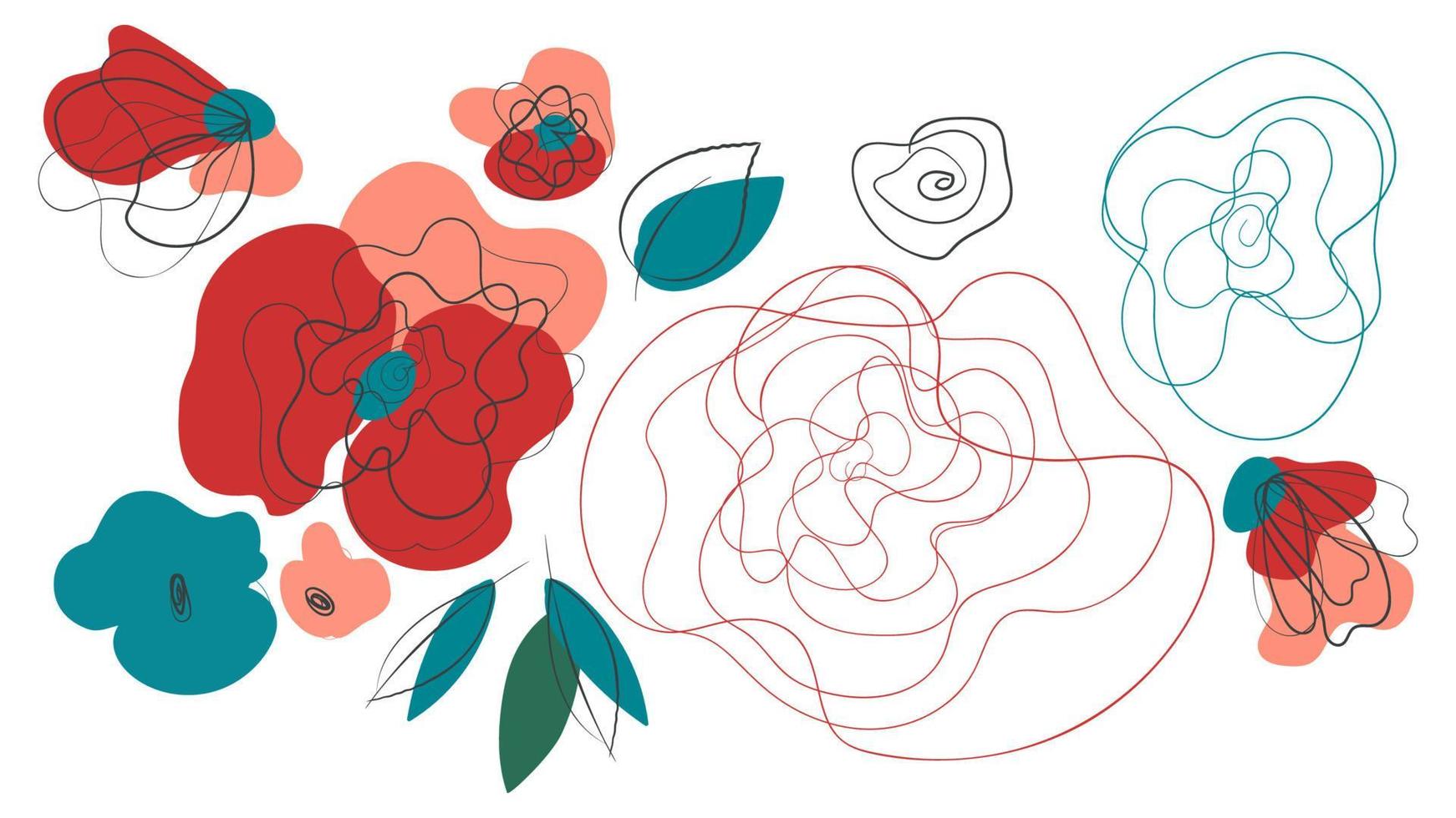 Floral line art abstract header vector