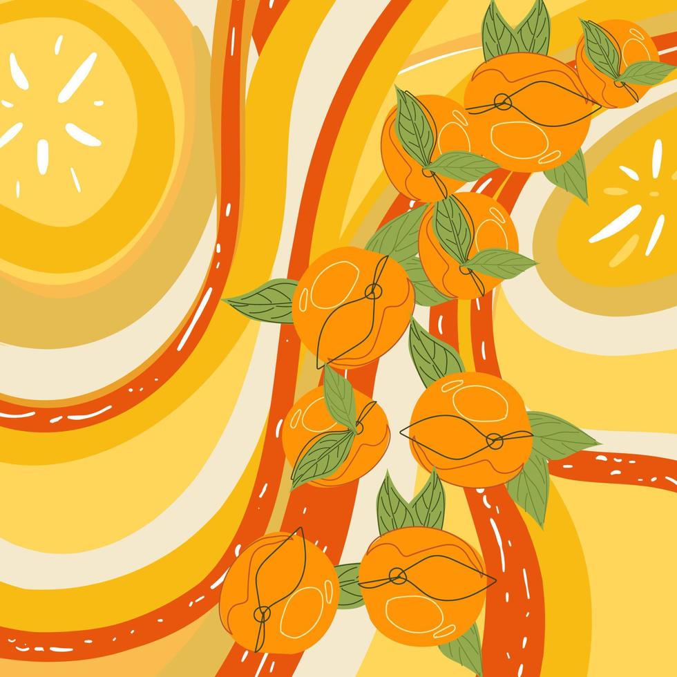 fondo de naranjas. diseño de banner de estilo dinámico a partir del concepto de fruta. vector