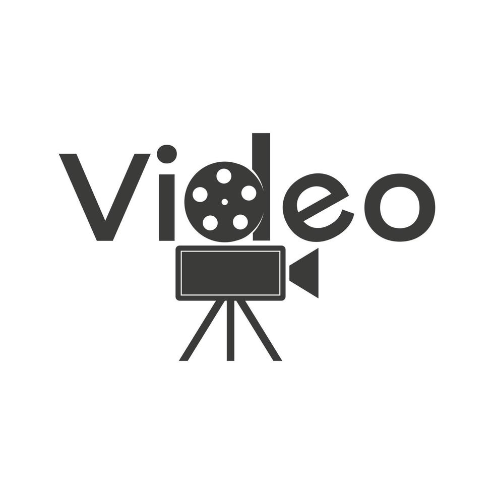 logotipo de signo de palabra cámara de video vintage para producción de cine vector