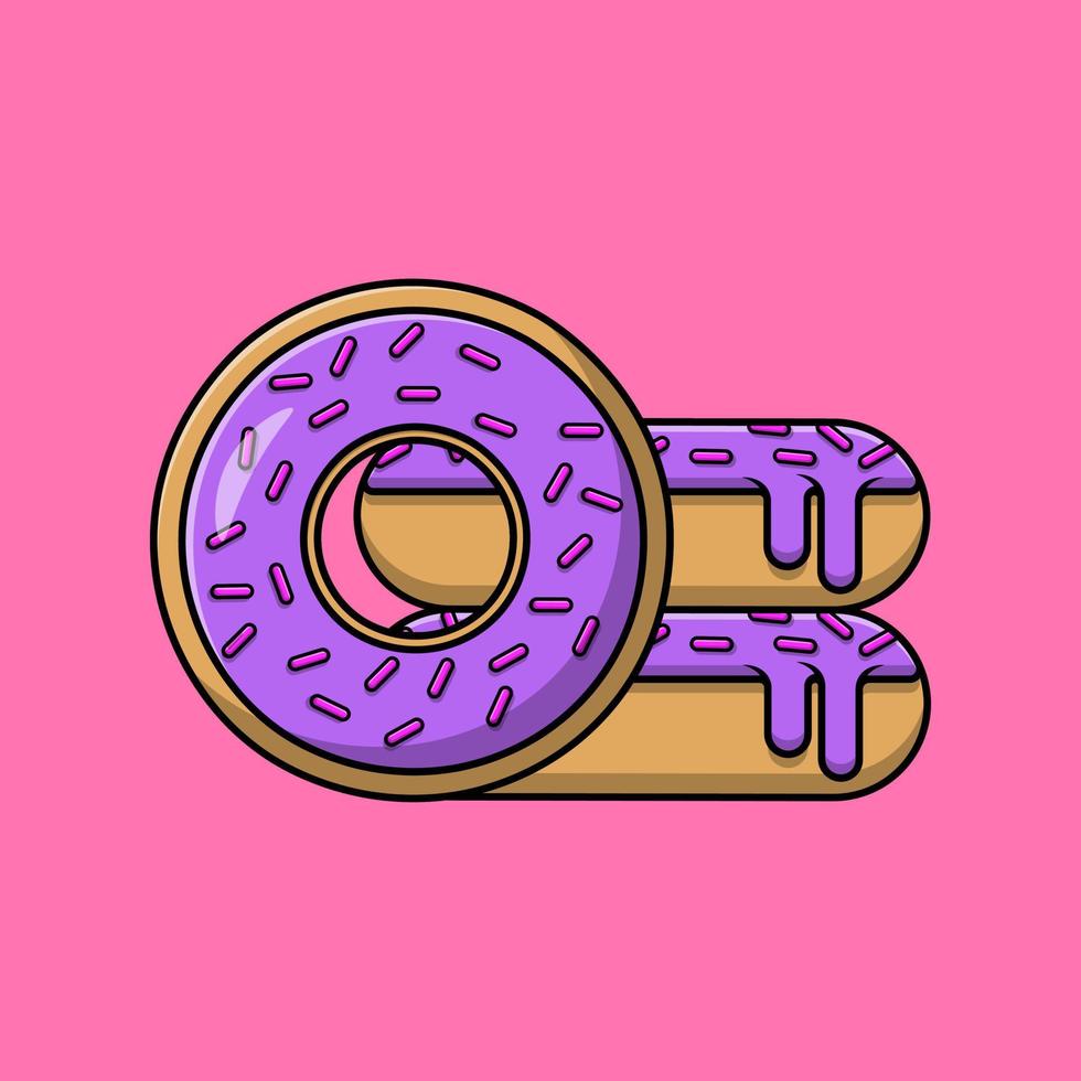 ilustración de iconos de vector de dibujos animados de donut. concepto de caricatura plana. adecuado para cualquier proyecto creativo.