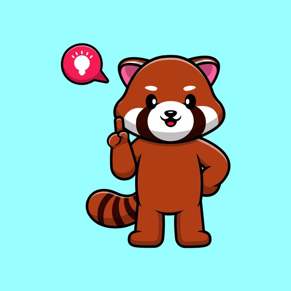 Cute Red Panda Get Ideas Cartoon Vector Icons Illustration. Flat Cartoon Concept. Suitable for any creative project.