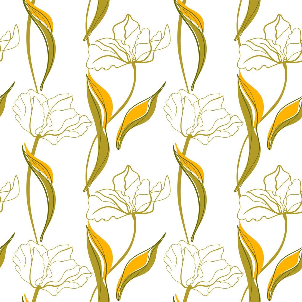 Tilip line art seamless pattern vector