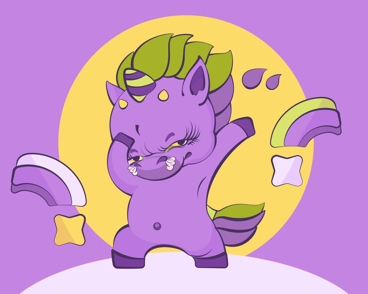 Cute little rock devil unicorn vector