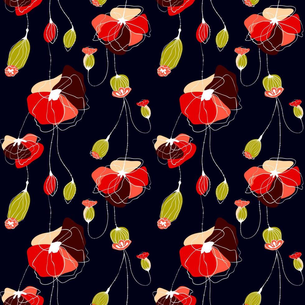 Poppy flower field vector